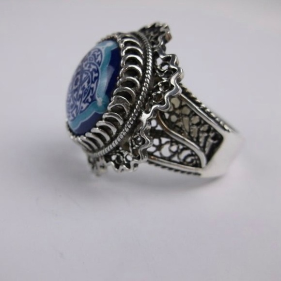 New Heavy Sterling Silver Designer Mosaic Ring size 9 - Picture 2 of 4